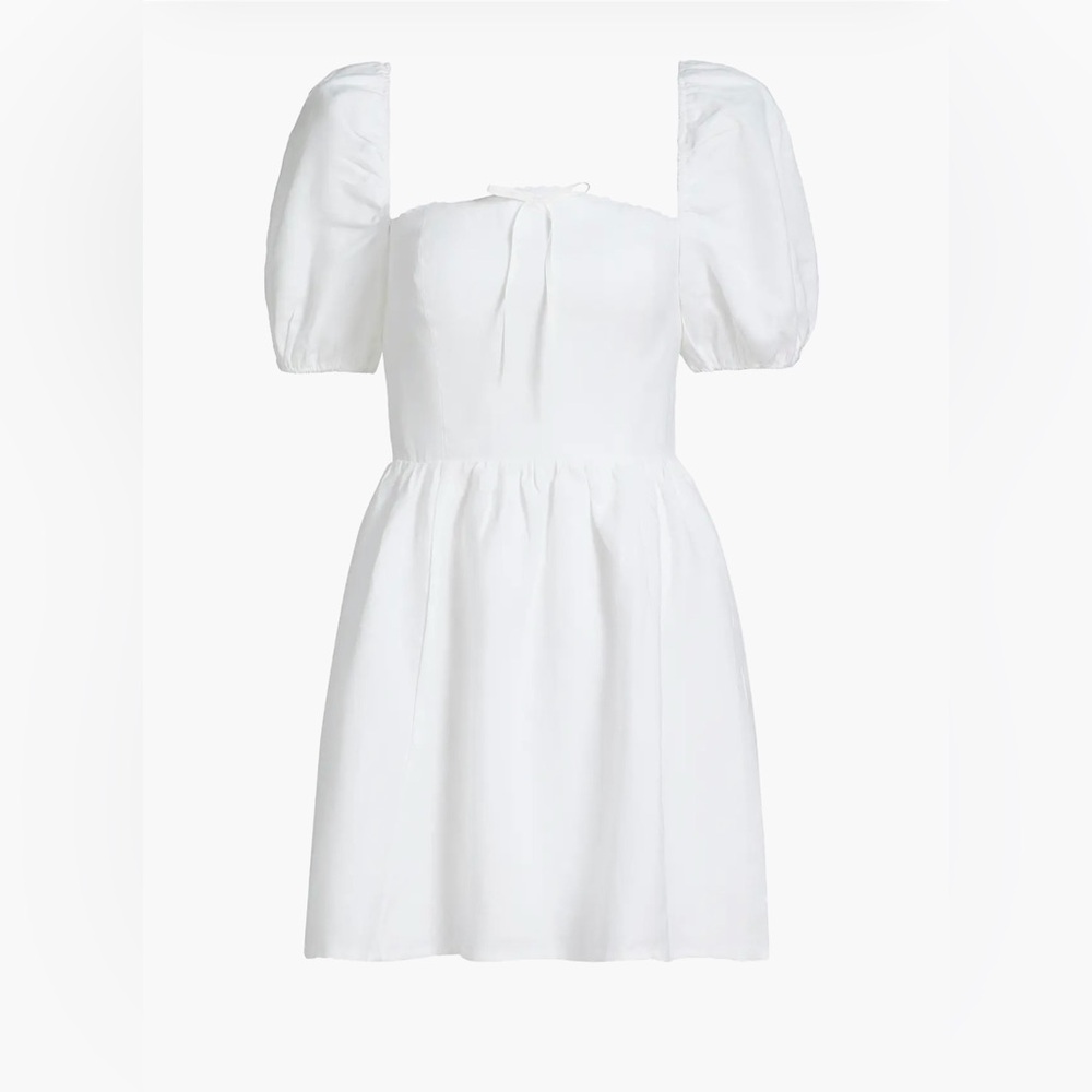 Reformation white puff sleeve mini dress size 2